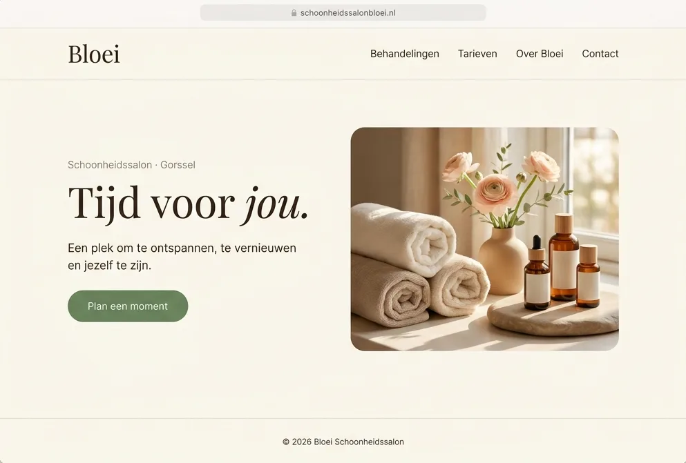 Website van Schoonheidssalon Bloei in Gorssel, gemaakt door Florict